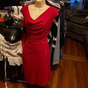 Red dress barn dress size 10. Body shaping, accent at waist.